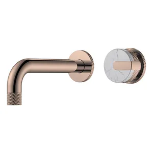 Watermark Marble 2 Hole Faucet Bathroom Basin Mixer Rose Gold With Marble Wall Mount Faucet