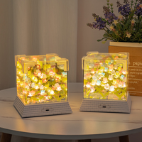 Lampe musicale miroir fleurie rechargeable à LED, veilleuse de chevet intelligente pour chambre à coucher