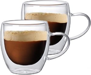 BS-2 150ml 5oz trasparente borosilicato Espresso Demitasse tazze di vetro tazza di <span class=keywords><strong>caffè</strong></span> a doppia parete - Product Image 1