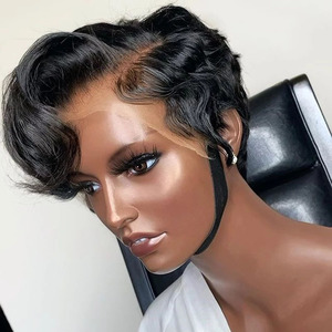 Perruque Pixie Cut Lace Frontale avec Baby Hair Cheveux Humains Ondulés Courts Bob pour Femmes - Product Image 1