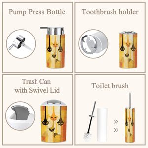 Ensemble d'accessoires de salle de bain 6 pièces mignon du milieu du siècle chats imprimer poubelle <span class=keywords><strong>porte</strong></span>-<span class=keywords><strong>brosse</strong></span> de toilette pour la décoration intérieure en stock - Product Image 5