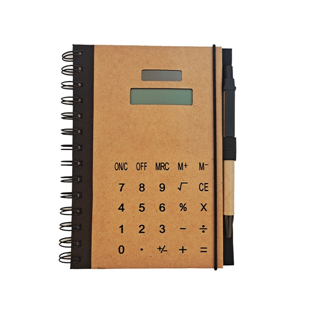 Customized A6 Pocket Spiral Bound Notebook Multifunction Electronic Calculator Pen Paper Cover Printed Promotion Offer