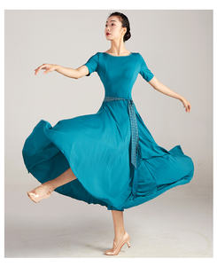 FLHY0381 Nuevo Vestido de Baile de Salón Moderno para Mujer, Vestido de Baile de Salón de Manga Corta para Competencia, Vestido de Baile de <span class=keywords><strong>Tango</strong></span> Estándar - Product Image 4