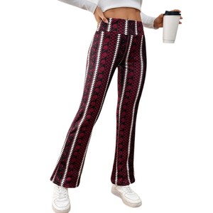 <span class=keywords><strong>Pantalon</strong></span> <span class=keywords><strong>évasé</strong></span> chaud imprimé en <span class=keywords><strong>velours</strong></span> côtelé polyester élasthanne rembourré taille haute coupe ample pour <span class=keywords><strong>femme</strong></span>, style européen, collection transfrontalière 2025 - Product Image 5