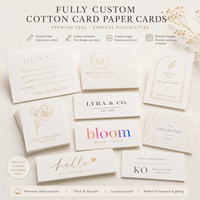 Cartes en papier coton blanc crème personnalisées, gaufrées, estampées à chaud, impression UV, cartes de remerciement pour emballages professionnels