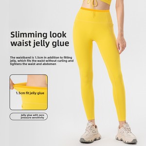 Respirant taille haute Yoga pantalon pour femmes solide course Fitness sport nu sensation pantalons longs contrôle du ventre <span class=keywords><strong>soleil</strong></span> grande taille - Product Image 1