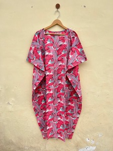 ชุดคาฟทันผ้าฝ้ายพิมพ์ลายขนนกแบบอินเดียสำหรับผู้หญิง ชุดเพื่อนเจ้าสาว ความยาวระดับเข่า มีเชือกผูก น้ำหนักเบา เหมาะสำหรับฤดูหนาว - Product Image 5