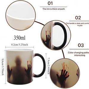 Halloween Coffee Cup350ml cambia colore Zombie ceramica Horror tazza con manico novità regalo per mamma papà e <span class=keywords><strong>amici</strong></span> riutilizzabili - Product Image 4