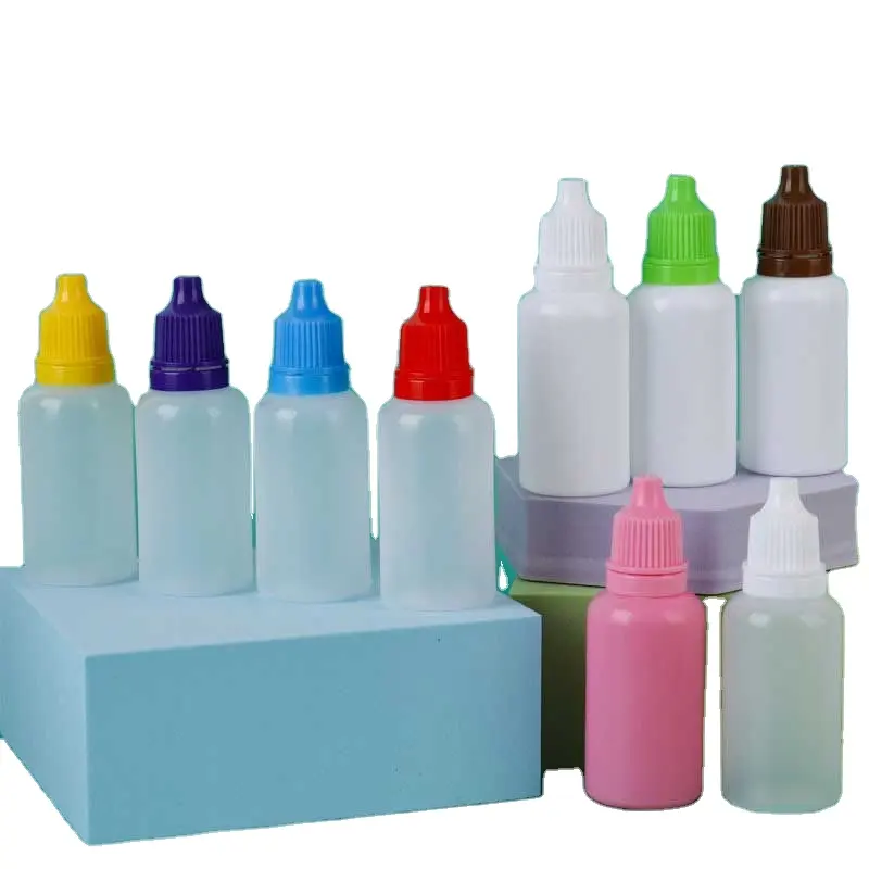 Botella de plástico con cuentagotas para ojos, frasco de plástico Hdpe, Ldpe, suave, a prueba de manipulaciones, 5ml, 10ml, 15ml, 30ml, 50ml