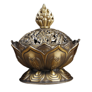 Factory Price Brass <b>Mini</b> Sandalwood Incense <b>Burner</b> for Lotus Flower Buddhism Buddha Holder Home Decor Metal Craft Seed Aromatic - Product Image 2