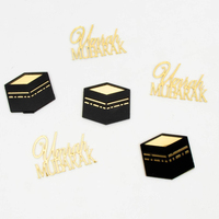6-teiliges Set Kaaba Umrah Mubarak Goldene Buchstaben Acryl Verschiedene Größen Cupcake-Topper Kuchendekoration EID Ramadan Kareem Party-Deko