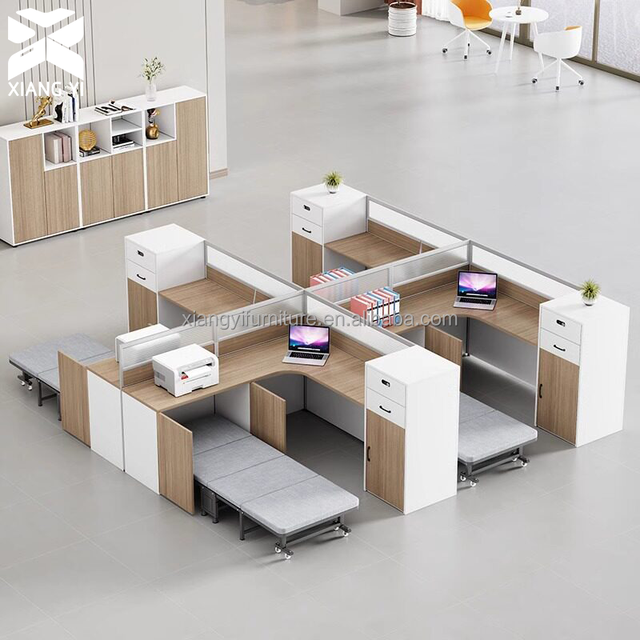 Modular Office Desk with Partition Panel Adaptable 2 4 6 8 Staff Workstation Office Table for Call Center and Co-working Space