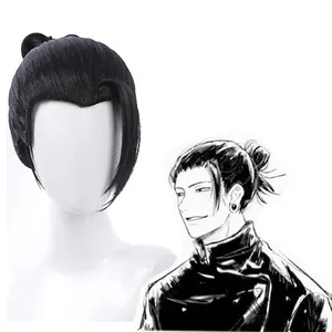 日本动漫Jujutsu Kaisen假发男士角色扮演服装短黑色复古Geto Suguru假发
