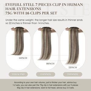 Lanrui Extensioni per <span class=keywords><strong>capelli</strong></span> Remy con clip, 16 pollici, 75g, stile europeo, doppia trama a macchina, 7 pezzi, Balayage Marrone Noce e Marrone Cenere Misto <span class=keywords><strong>Chiaro</strong></span> - Product Image 5