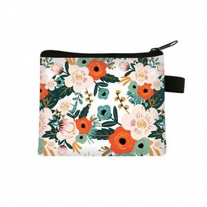 Monedero Personalizado con Estampado de Flores para Estudiantes, Bolsa de Almacenamiento de Monedas de Poliéster - Product Image 4
