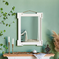 Miroir mural écologique de grande taille avec cadre en bois blanc rustique pour le salon, décoration d'intérieur ART NEST