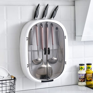 Support mural magnétique multifonctionnel E1679 en plastique pour spatules et couteaux, avec égouttoir intégré pour cuisine (vente en gros) - Product Image 4