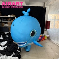 Costume gonflable de baleine bleue de mascotte de défilé de publicité, tissu gonflable de costume de baleine de bébé à vendre