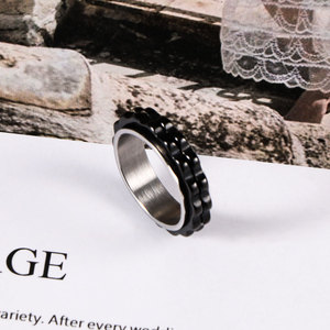 Stainless Steel <b>Ring</b> Black Screw Shape Men's Rotating Jewelry SA1216 Gift Fashion <b>Rings</b> - Product Image 4