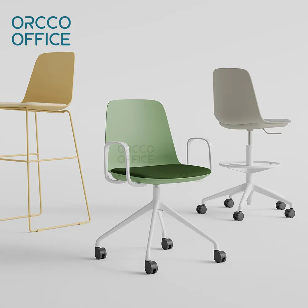패션 디자인 품질 좌석 사무실 회의실 의자 금속 회전 현대 다채로운 식당 방문자 플라스틱 의자