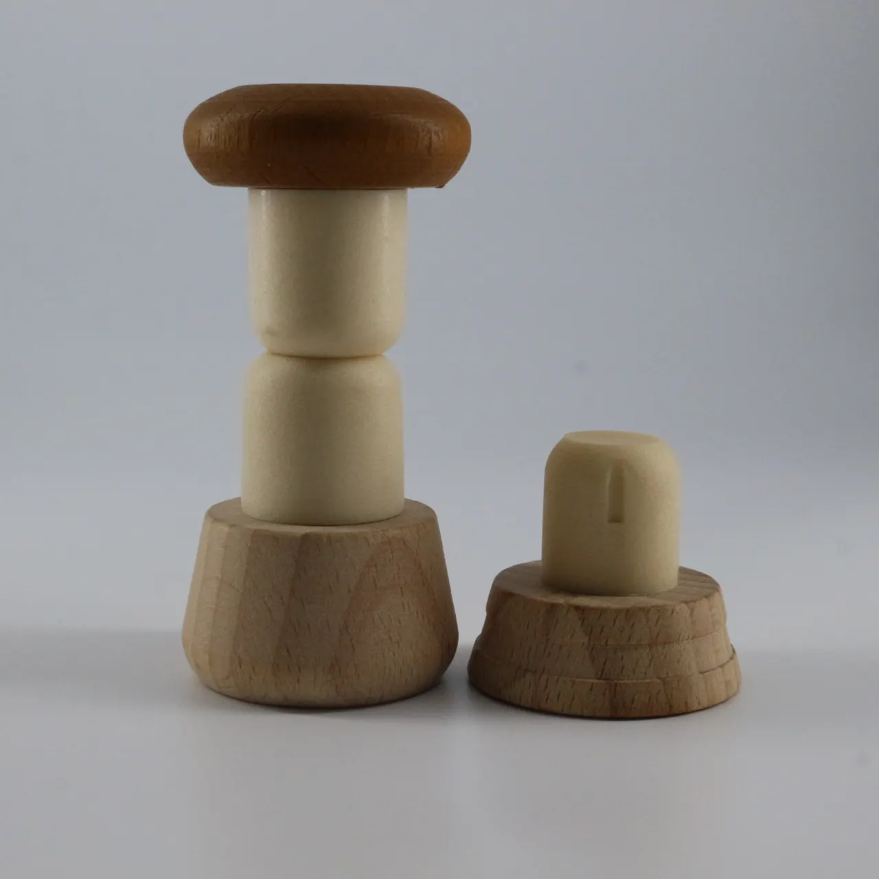 T shape synthetic cork engraving logo wooden bar top cap custom stopper synthetic cork