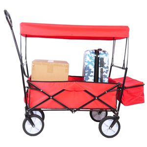Carrito de Compras Db Garden de 200 kg, Carretilla Plegable de Cuatro Ruedas Roja para Uso en Exteriores con Plataforma de Malla - Product Image 5