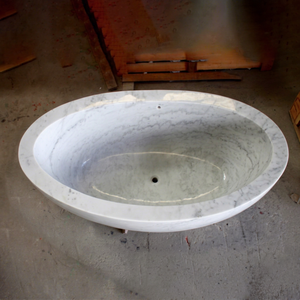 Baignoires en marbre blanc de Guangxi, élégantes baignoires en pierre blanche, modèle OEM BT-112A-WHMO pour une expérience de bain confortable et luxueuse - Product Image 1