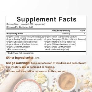 Compléments alimentaires en poudre de champignons biologiques pour adultes, qualité alimentaire, emballage personnalisable, durée de conservation de 2 ans, vente en gros - Product Image 2