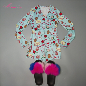 Tutina da donna di alta qualità pigiama con pantofole di pelliccia Sexy Daster Piyama Set tute da notte per donna - Product Image 3