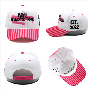 Gorra de Béisbol de 5 Paneles, Estilo Chica Moderna, Bordada, Blanca con Rayas Rosas, Y2K, Dulce, Urbana, de Dos Tonos, con Visera Estampada - Product Image 2