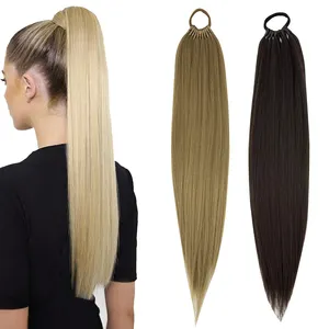 Extensiones de Cabello de Cola de Caballo Sintética Rubia de 24-26 Pulgadas al por Mayor, Extensiones de Cabello de Cola de Caballo <span class=keywords><strong>con</strong></span> Elástico - Product Image 1