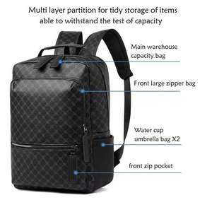 <span class=keywords><strong>Sac</strong></span> <span class=keywords><strong>à</strong></span> <span class=keywords><strong>dos</strong></span> pour ordinateur portable de 14 pouces en <span class=keywords><strong>cuir</strong></span> PU imperméable de qualité supérieure pour hommes, idéal pour les voyages d'affaires - Product Image 3