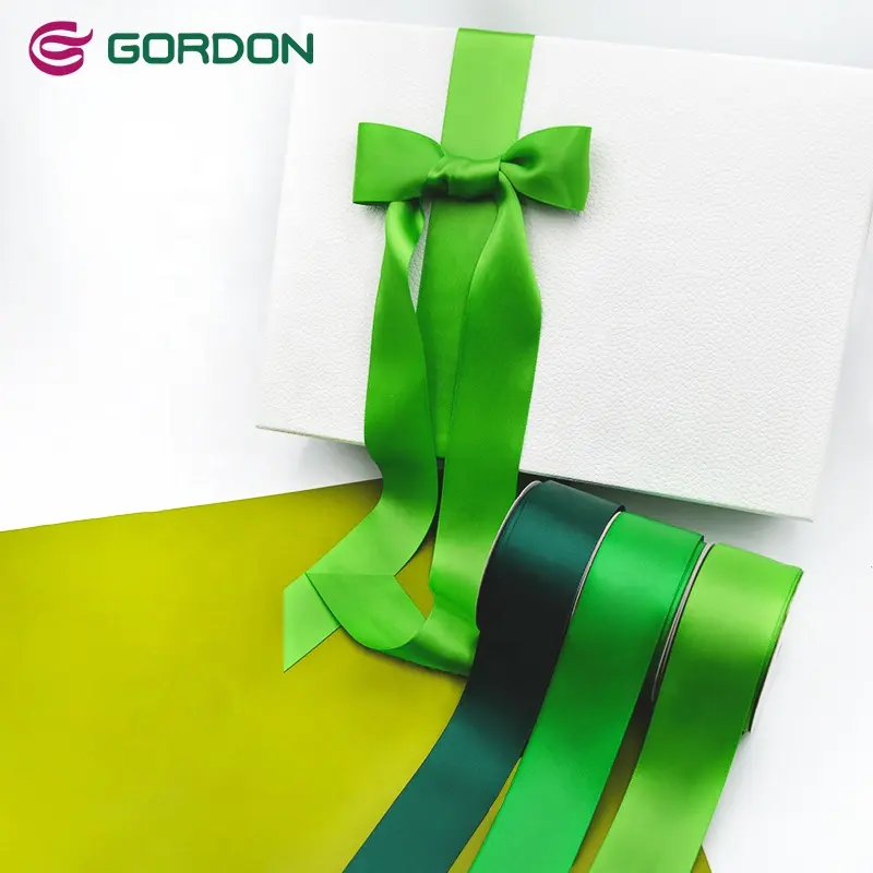 Gordon Ribbons Woven Edge Polyester Double Face Decoration Ribbon Bow Satin Ribbons For Wholesale Gift Wrap