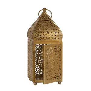 Viver Pequeno Ouro Marroquino Oremate Candle Lantern Antique Gold Lantern Moroccan Style Candle holder