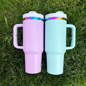 Custom LogoDouble Walled Stainless Steel H2.0 <b>Macaron</b> Engraved 40Oz Powder Coated Rainbow Plated Tumbler - Product Image 2