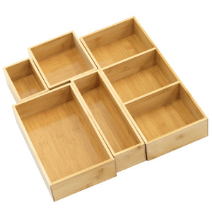 Bamboo grid <b>storage</b> <b>box</b> desktop miscellaneous <b>storage</b> <b>drawer</b> organization five-piece <b>drawer</b>-style <b>storage</b> <b>box</b> set - Product Image 3
