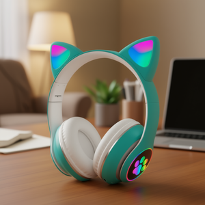Casque audio sans fil Myrva Cat Ear Over-Ear Bluetooth 5.0 avec contrôle tactile, son stéréo, charge Type-C - Product Image 2