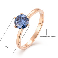 Bague solitaire classique en moissanite ronde en argent sterling 925 plaqué or rose pour femme, bague de fiançailles et de mariage, bijoux fins personnalisés
