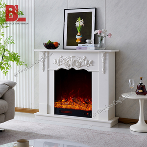 ชุดเตาผิงเทียมแบบอิสระพร้อมแผ่นเตาผิงไฟฟ้าแกะสลักด้วยมือสีขาวแบบ DIY - Product Image 3