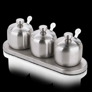 Yolecen Ustensiles de <span class=keywords><strong>cuisine</strong></span> Style européen en acier inoxydable 304 Ensemble de trois pièces Pot d'assaisonnement Bouteille Boîte à condiments pour solide - Product Image 5