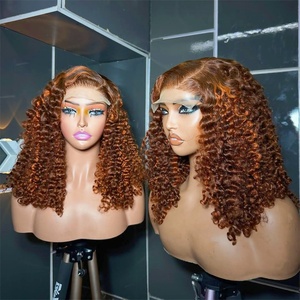 Peluca <span class=keywords><strong>Afro</strong></span> Rizada Corta Bob de Cabello Humano con Encaje Frontal, Cabello Virgen Vietnamita HD Sin Pegamento para Corte Mixto, Peluca Remy para Mujeres Negras - Product Image 1