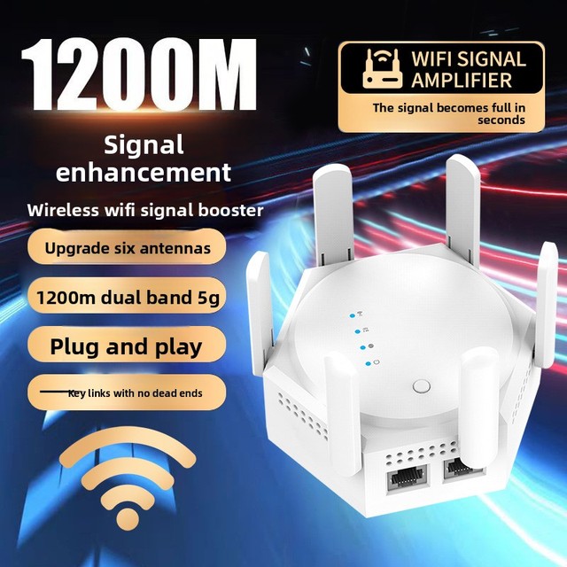 Gigabit Dual-Band Wifi Signal Amplifier Booster 1200mbps Wireless Network Extender Repeater Repeater That Transmits Through Wall