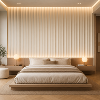 Panneau mural creux WPC 3D concave cannelé, revêtement décoratif intérieur en PVC