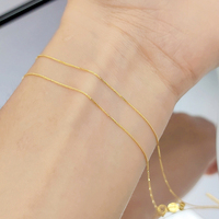 Bracelet chaîne blé ajustable 0,5 mm en or jaune 18 carats (AU750) avec perles coulissantes – Vente en gros pour fournisseurs de bijoux
