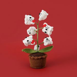 Handmade Crochet Potted Flowers Cartoon Animal Dolls Kitty Piggy Pacha LED Home Decorative <b>Ornament</b> for Halloween Graduation - Product Image 4