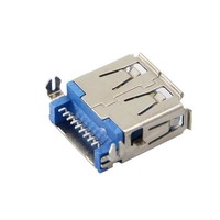 Konektor USB 3.0 Tipe A Female 9 Pin SMT Mount Port 30V 5A Berlapis Tepi Melengkung untuk PCB