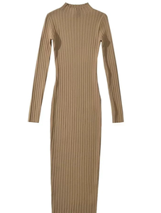 2022 nouveauté tricoté vêtements fournisseurs tricoté col rond personnalisé à manches longues robe femmes côtelé tricoté moulante robe pull - Product Image 6