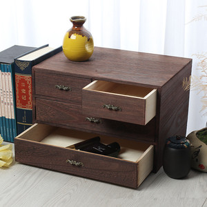 Desktop <b>Storage</b> <b>Box</b> Solid Wood With <b>Drawers</b> Multi Layer Organizer For Desk Neatening 33x23x14.5cm Rectangle Freestanding - Product Image 2