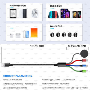 1.2M 3D <span class=keywords><strong>4</strong></span> trong 1 đồng hồ & Cáp sạc điện thoại Cáp đa sạc tương thích với dòng đồng hồ SE 8 7 6 5 <span class=keywords><strong>4</strong></span> 3 2 1 - Product Image 5