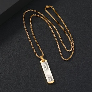 Collana con Ciondolo Personalizzato TD con Foto, Placcato Oro 18K, Acciaio Inossidabile, Forma Oblunga, Catena a Maglie, Classico e di Tendenza, con Numero, Come Regalo - Product Image 4